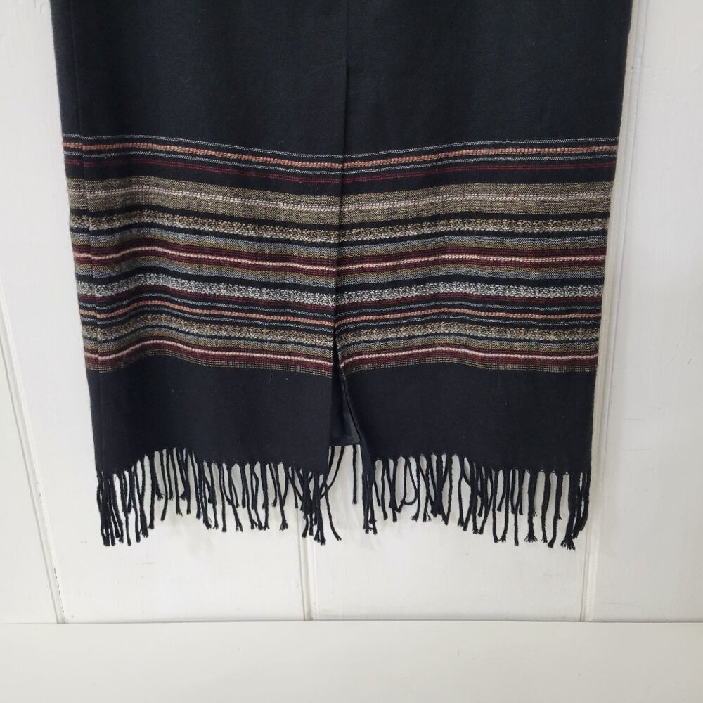 Michele Womens Size 10 Long Black Skirt With Fringe & Striped Detail - Picture 5 of 6